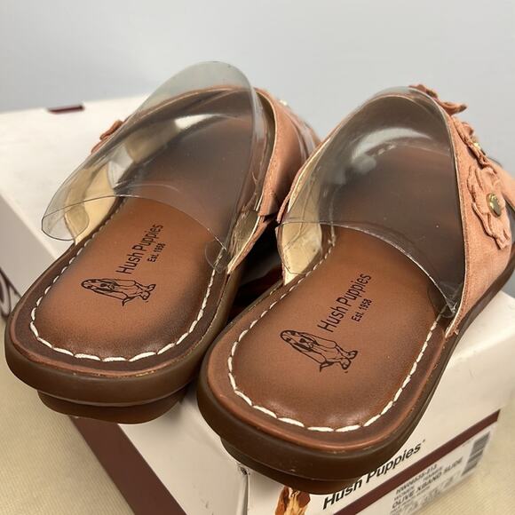 Hush Puppies Olive XBand peach suede slide sandals with appliques new in box - Picture 5 of 7